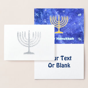 Hanukkah Snowstorm Menorah Foil Card