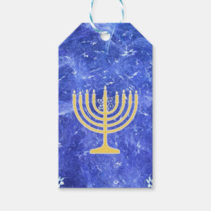 Hanukkah Snowstorm Menorah Gift Tags