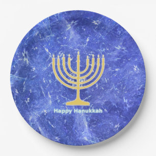 Hanukkah Snowstorm Menorah Paper Plate