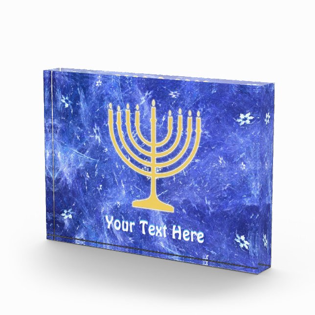 Hanukkah Snowstorm Menorah Photo Block (Right)