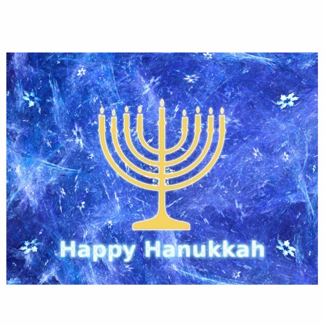 Hanukkah Snowstorm Menorah Photo Sculpture Magnet (Front)