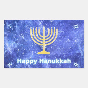 Hanukkah Snowstorm Menorah Rectangular Sticker