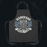 Hanukkah Social Club Funny Jewish Hanukkah  Apron<br><div class="desc">Funny Jewish humour,  Hanukkah 2025 joke,  Jewish pride design,  dreidel club style,  menorah and mischief,  casual Hanukkah party,  modern holiday joke,  Jewish culture pride,  festive club theme,  light and laugh</div>