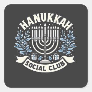 Hanukkah Social Club Funny Jewish Hanukkah  Square Sticker