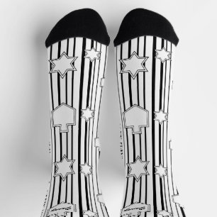 Hanukkah Socks "Dreidels and Stars"