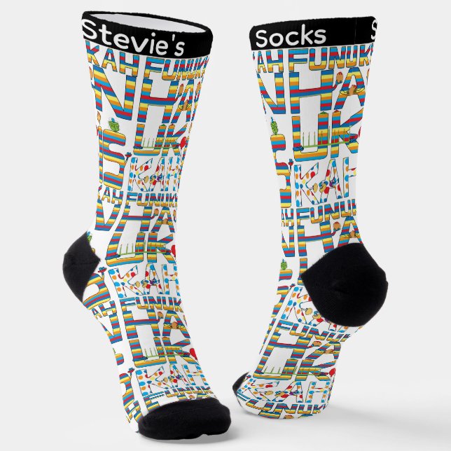 Hanukkah Socks "Happy Hanukkah Funukkah" (Angled)