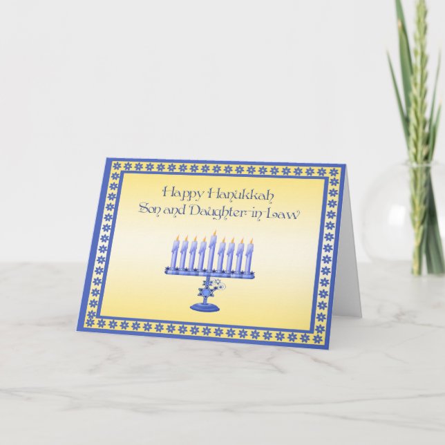 Hanukkah Son and Daughter-in-Law Holiday Card (Front)