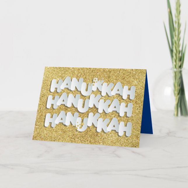 Hanukkah Sparkle Gold Stars Greeting Card (Front)