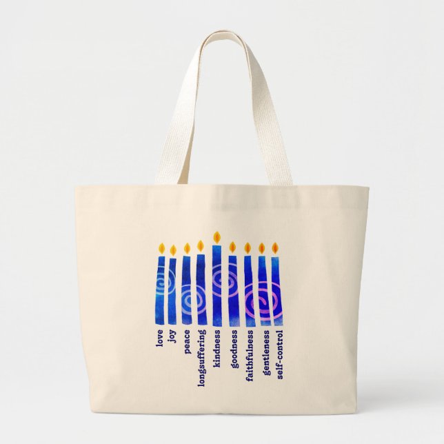 HANUKKAH Spiritual Fruit Christian Large Tote Bag (Front)