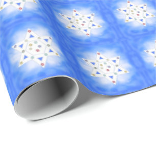 Hanukkah Star and Snowflakes Blue Wrapping Paper