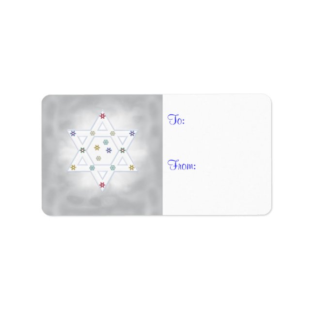 Hanukkah Star and Snowflakes Grey Label (Front)