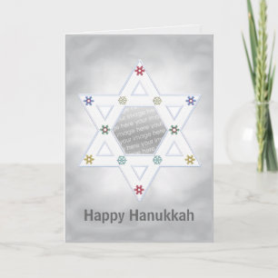 Hanukkah Star and Snowflakes Silver for Photo Holiday Card