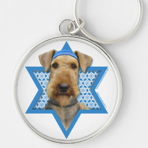 Hanukkah Star of David - Airedale Terrier Key Ring