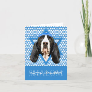 Hanukkah Star of David - Basset Hound - Jasmine Holiday Card