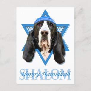 Hanukkah Star of David - Basset Hound - Jasmine Holiday Postcard