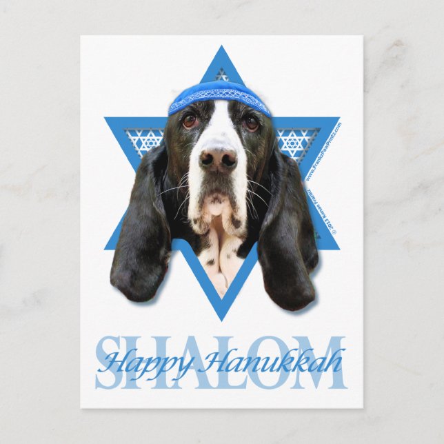 Hanukkah Star of David - Basset Hound - Jasmine Holiday Postcard (Front)