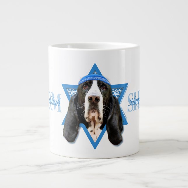 Hanukkah Star of David - Basset Hound - Jasmine Large Coffee Mug (Front)