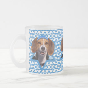 Hanukkah Star of David - Beagle Frosted Glass Coffee Mug