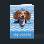 Hanukkah Star of David - Beagle Holiday Card<br><div class="desc">What could make saying Happy Hanukkah more fun than having this Beagle Dog wearing a Yamaka surrounded by the Star of David. This whimsical holiday design will be sure to delight your friends and family as well as other dog lovers. This design is available in over 100 Dog Breeds. If...</div>