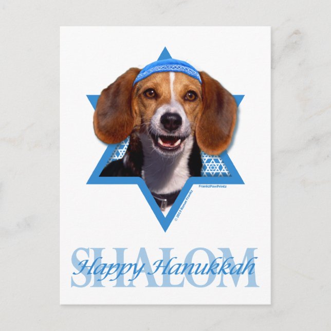 Hanukkah Star of David - Beagle Holiday Postcard (Front)