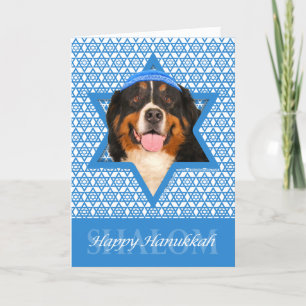Hanukkah Star of David - Bernese Mountain Dog Holiday Card