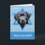 Hanukkah Star of David - Black Labrador Holiday Card<br><div class="desc">What could make saying Happy Hanukkah more fun than having this Black Labrador Dog wearing a Yamaka surrounded by the Star of David. This whimsical holiday design will be sure to delight your friends and family as well as other animal lovers. This design is available in over 100 Dog Breeds....</div>