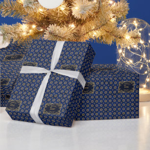 hanukkah star of david Blue & Gold   Wrapping Paper