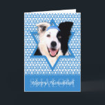 Hanukkah Star of David - Border Collie Holiday Card<br><div class="desc">What could make saying Happy Hanukkah more fun than having this Border Collie Dog wearing a Yamaka surrounded by the Star of David. This whimsical holiday design will be sure to delight your friends and family as well as other dog lovers. This design is available in over 100 Dog Breeds....</div>