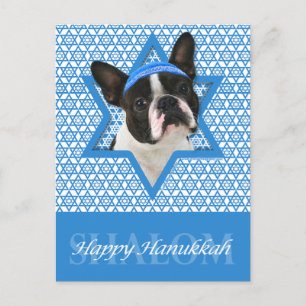 Hanukkah Star of David - Boston Terrier Holiday Postcard
