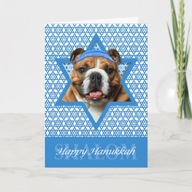 Hanukkah Star of David - Bulldog Holiday Card (Front)
