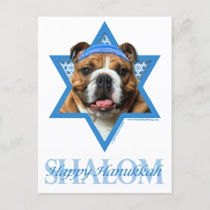 Hanukkah Star of David - Bulldog Holiday Postcard