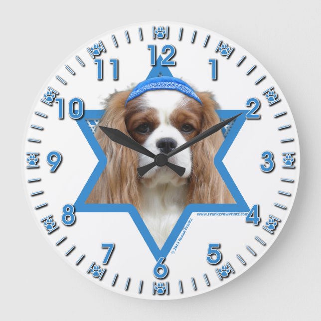 Hanukkah Star of David - Cavalier Large Clock (Front)