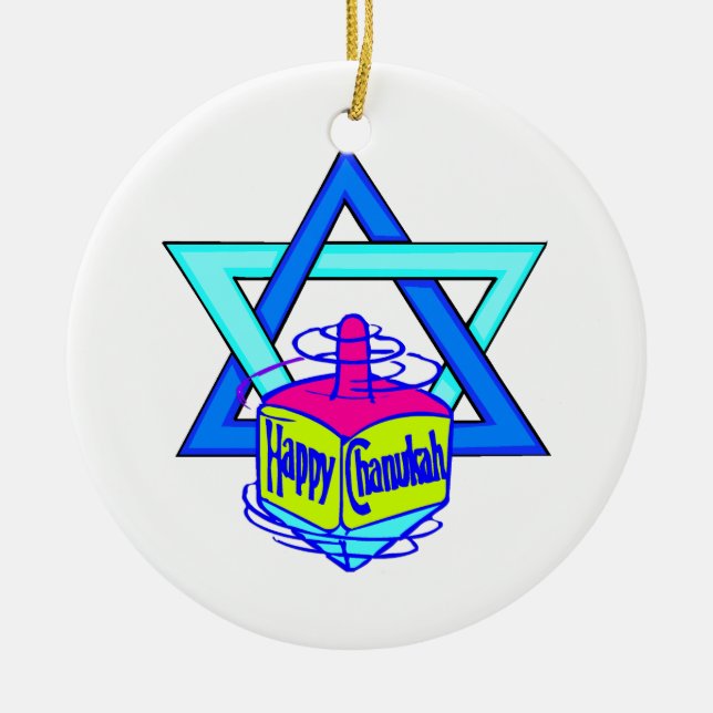 Hanukkah Star of David Ceramic Tree Decoration (Front)