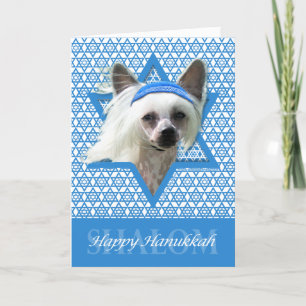 Hanukkah Star of David - Chinese Crested Holiday Card