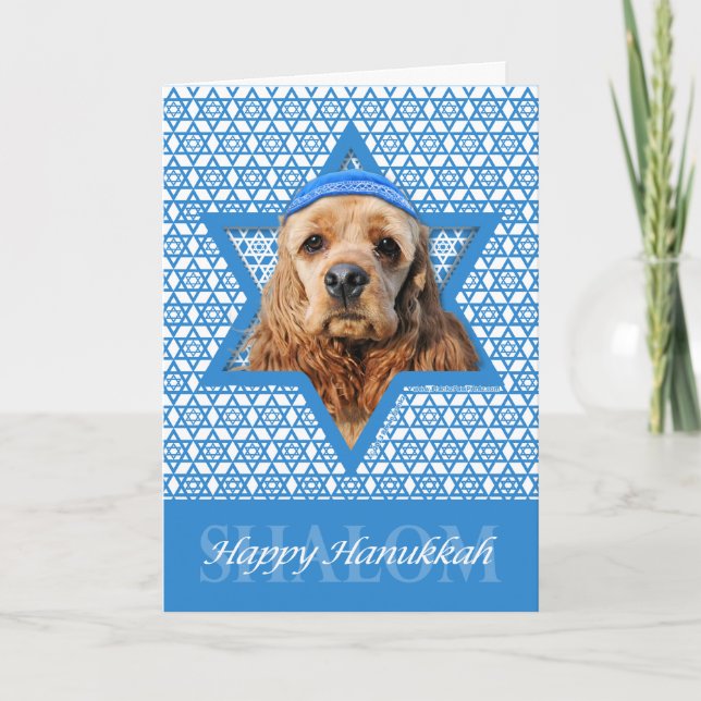 Hanukkah Star of David - Cocker Spaniel Holiday Card (Front)