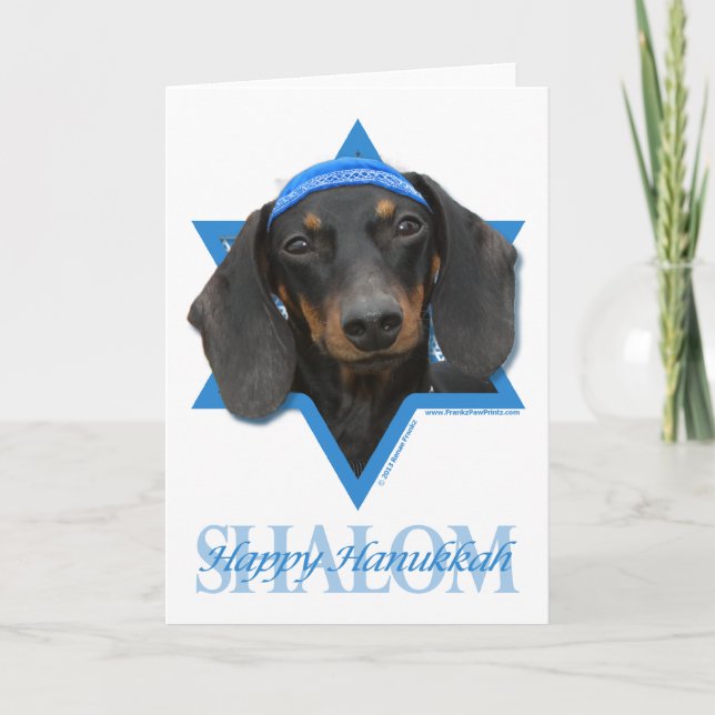 Hanukkah Star of David - Dachshund - Winston Holiday Card (Front)