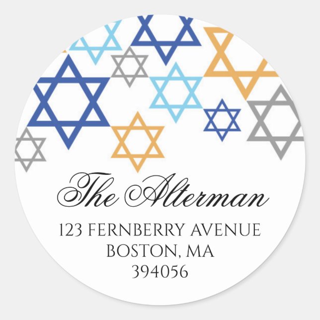 Hanukkah Star of David Envelope Seal Label (Front)