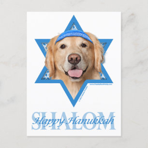 Hanukkah Star of David - Golden Retriever - Corona Holiday Postcard