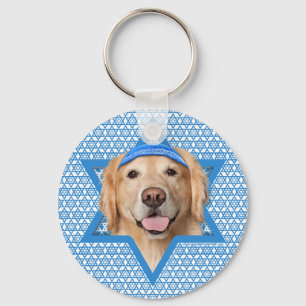 Hanukkah Star of David - Golden Retriever - Corona Key Ring