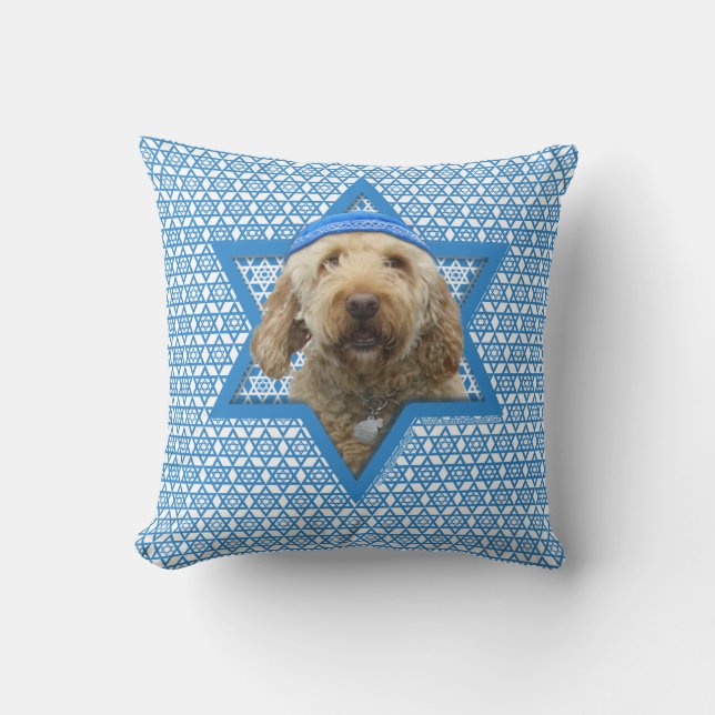Hanukkah Star of David - GoldenDoodle Cushion (Front)