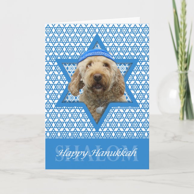 Hanukkah Star of David - GoldenDoodle Holiday Card (Front)
