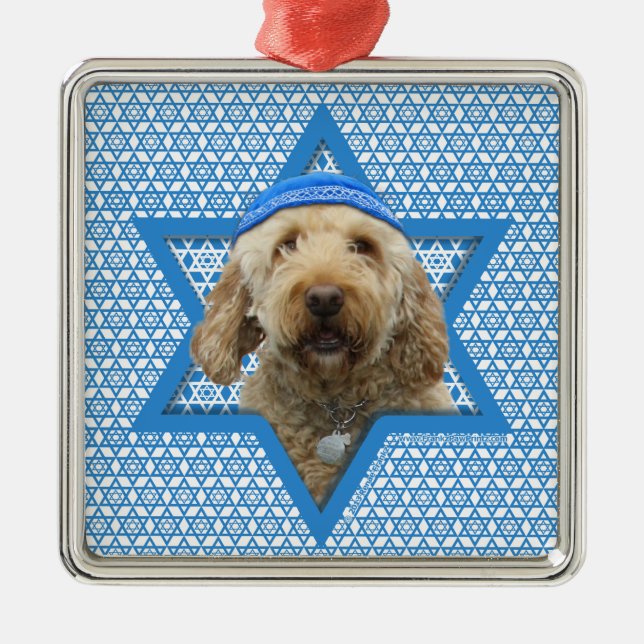 Hanukkah Star of David - GoldenDoodle Metal Tree Decoration (Front)