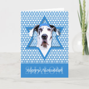 Hanukkah Star of David - Great Dane - Harlequin Holiday Card