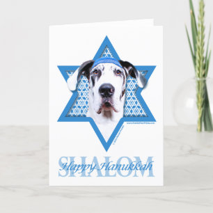 Hanukkah Star of David - Great Dane - Harlequin Holiday Card