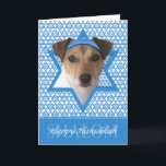 Hanukkah Star of David - Jack Russell Terrier Holiday Card<br><div class="desc">What could make saying Happy Hanukkah more fun than having this Jack Russell Terrier Dog wearing a Yamaka surrounded by the Star of David. This whimsical holiday design will be sure to delight your friends and family as well as other dog lovers. This design is available in over 100 Dog...</div>