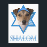 Hanukkah Star of David - Jack Russell Terrier Holiday Postcard<br><div class="desc">What could make saying Happy Hanukkah more fun than having this Jack Russell Terrier Dog wearing a Yamaka surrounded by the Star of David. This whimsical holiday design will be sure to delight your friends and family as well as other dog lovers. This design is available in over 100 Dog...</div>
