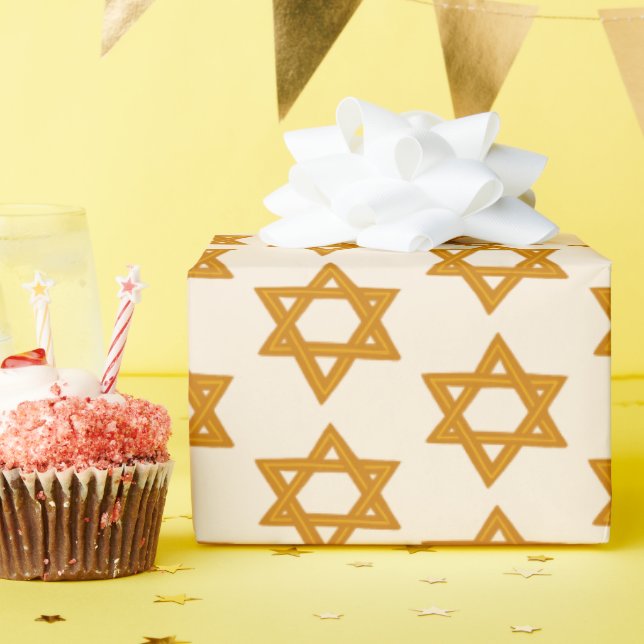 HANUKKAH STAR OF DAVID Jewish Holiday Bar Mitzvah Wrapping Paper (Birthday Party)