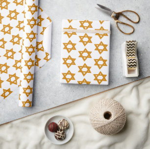 HANUKKAH STAR OF DAVID Jewish Holiday Bar Mitzvah Wrapping Paper