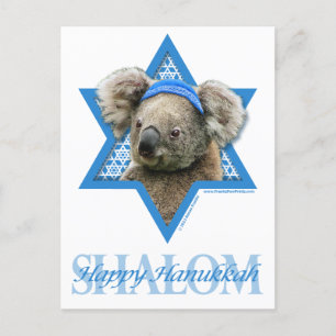 Hanukkah Star of David - Koala Bear Holiday Postcard