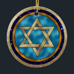 Hanukkah Star of David Ornament<br><div class="desc">Have fun with these. Think themes! Play with background colours, add or delete text, and (for a bit of an extra fee) customise the back with images, colour, your logo / business info., etc.! These are also great for gifts or to use as the finishing touch of class on your...</div>